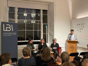 v.l.n.r. Dr. Christine Schmidt von der Wiener Holocaust Library, Bea Lewkowicz von der AJR Refugee Voices Testimony Archive, Natalia Aleksiun von der Universität Florida und Dr. Joseph Cronin (Direktor LBI London)