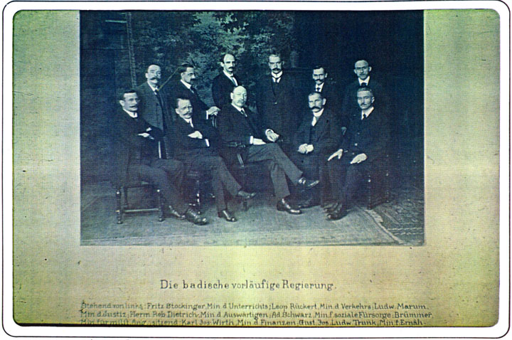 Die badische vorläufig Regierung (Haas vordere Reihe 2. v. r.) © LBI NY | B