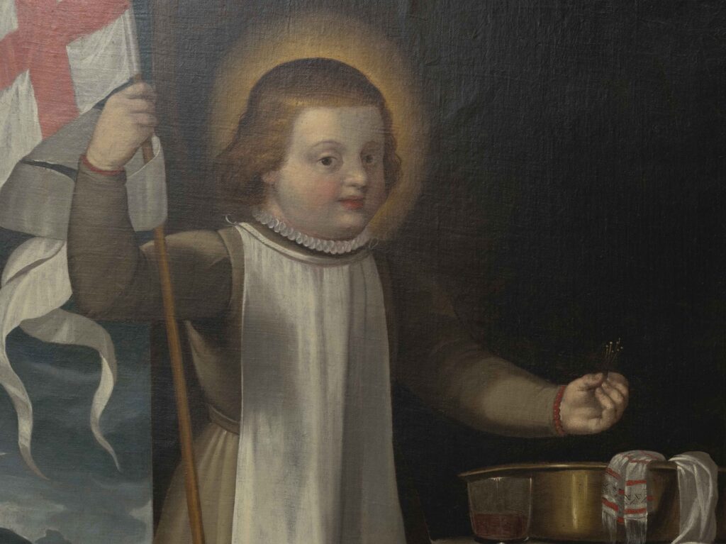 Painting of Simon of Trent. Simon (Simeon; 1472–1475) was a boy from the Tyrolian city of Trient (Trent; Trento, Italy), whose dead body was discovered, and his death was blamed on the local Jewish community. LBI Art & Objects Collection, Magda Teter Research Collection.